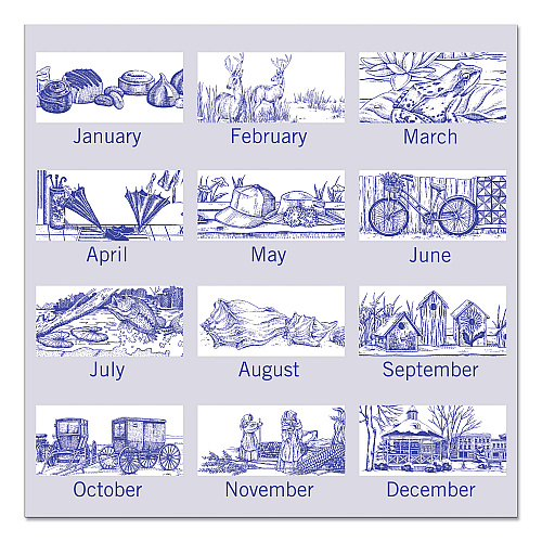 AT-A-GLANCE Illustrator's Edition Wall Calendar, Victorian Illustrations Artwork, 12 x 12, White/Blue Sheets, 12-Month (Jan to Dec): 2026 (G100017)