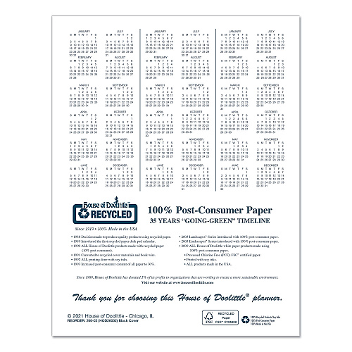 House of Doolittle Recycled Ruled 14-Month Planner with Leatherette Cover, 11 x 8.5, Black Cover, 14-Month: Dec 2025 to Jan 2027 (26002)