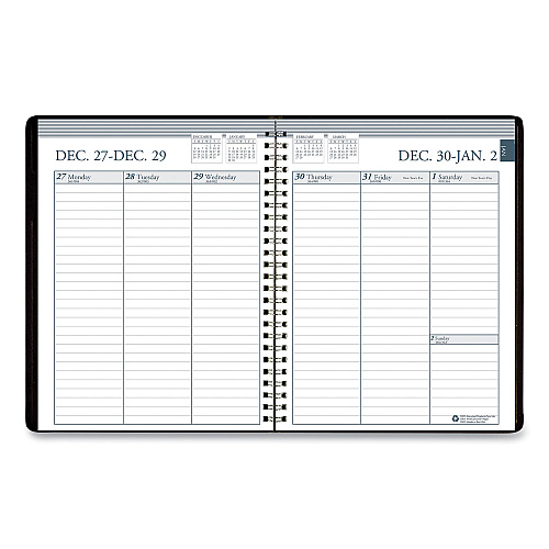 House of Doolittle Recycled Weekly Appointment Book Ruled without Appointment Times, 8.75 x 6.88, Black Cover, 12-Month (Jan to Dec): 2026 (25802)