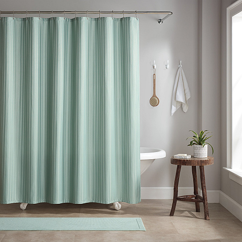 Host & Home Poly Shower Curtain Set 72x72 Damask Silt Green - 1 Set (P-SCSTD-7272-GR)
