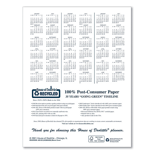 House of Doolittle Recycled Ruled 14-Month Planner with Leatherette Cover, 10 x 7, Black Cover, 14-Month: Dec 2025 to Jan 2027 (260602)