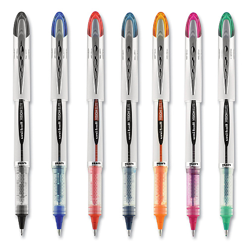 uni-ball VISION ELITE Hybrid Gel Pen, Stick, Bold 0.8 mm, Assorted Ink and Barrel Colors, 8/Pack 0.8 mm Bold Pen Point - Refillable - Retractable - Assorted Ink - Gel-based - 8 / Pack (90199PP)