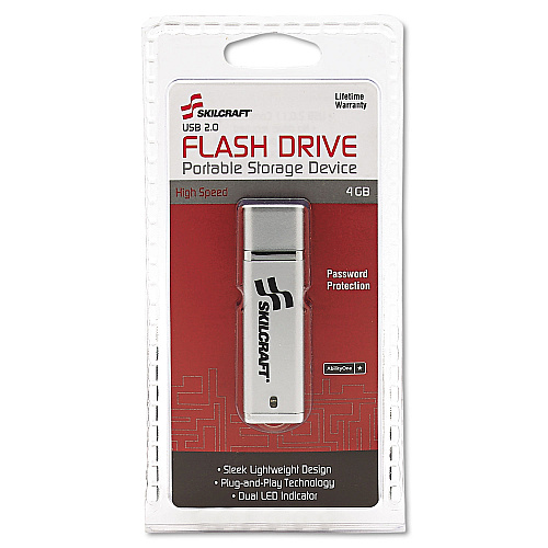 AbilityOne 7045015584987, SKILCRAFT Ultra-Slim Flash Drive, 4 GB, Silver
