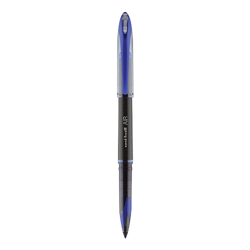 uni-ball AIR Porous Gel Pen, Stick, Medium 0.7 mm, Blue Ink, Black/Blue Barrel, 3/Pack (1926810)