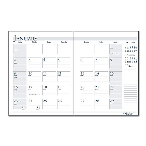House of Doolittle Recycled Ruled 14-Month Planner with Leatherette Cover, 11 x 8.5, Black Cover, 14-Month: Dec 2025 to Jan 2027 (26002)