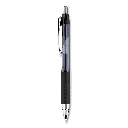 uni-ball Signo 207 Gel Pen, Retractable, Medium 0.7 mm, Black Ink, Clear/Black Barrel, 8/Pack (1756584)