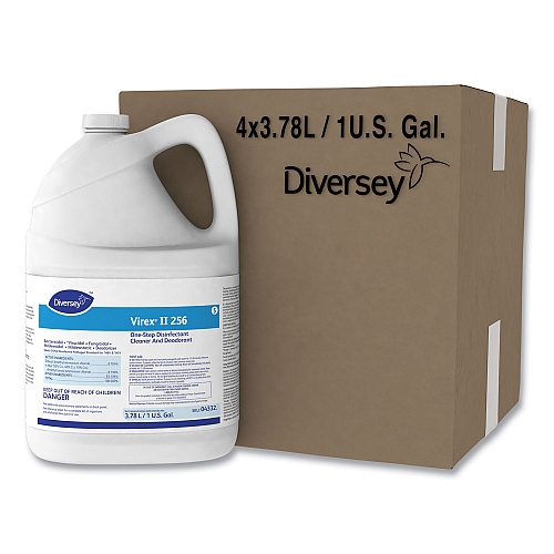 Diversey Virex II 256 One-Step Disinfectant Cleaner Deodorant Mint, 1 gal, 4 Bottles/CT (04332)
