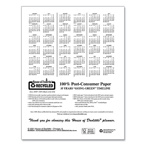 House of Doolittle Recycled Professional Weekly Planner, 15-Minute Appts, 11 x 8.5, Black Wirebound Soft Cover, 24-Month: Jan 2026 to Dec 2027 (272002)