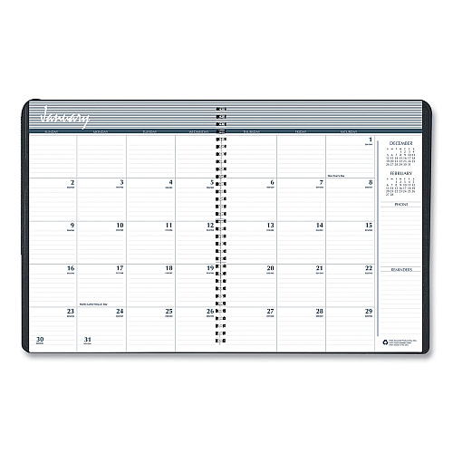 House of Doolittle Recycled Monthly 5-Year/62-Month Planner, 11 x 8.5, Black Cover, 62-Month: Dec 2025 to Jan 2031 (262502)