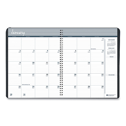 House of Doolittle Monthly Hard Cover Planner, 11 x 8.5, Black Cover, 14-Month: Dec 2025 to Jan 2027 (26292)