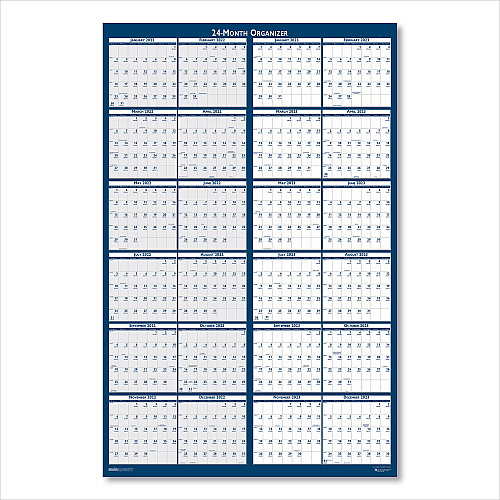 House of Doolittle Reversible/Erasable Two-Year Wall Calendar, 24 x 37, Light Blue/Blue/White Sheets, 24-Month: Jan 2026 to Dec 2027 (3964)