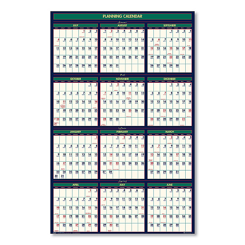 House of Doolittle Four Seasons Business/Academic Recycled Wall Calendar, 24 x 37, 12-Month (July-June): 2025-2026, 12-Month (Jan to Dec): 2026 (390)