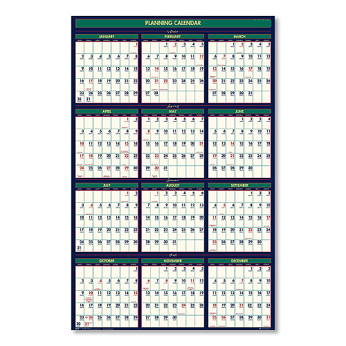 House of Doolittle Four Seasons Business/Academic Recycled Wall Calendar, 24 x 37, 12-Month (July-June): 2025-2026, 12-Month (Jan to Dec): 2026 (390)