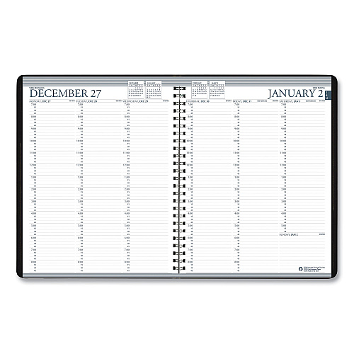 House of Doolittle Recycled Professional Weekly Planner, 15-Minute Appts, 11 x 8.5, Black Wirebound Soft Cover, 24-Month: Jan 2026 to Dec 2027 (272002)