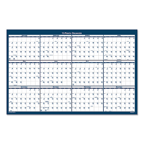 House of Doolittle Recycled Poster Style Reversible/Erasable Yearly Wall Calendar, 32 x 48, White/Blue/Gray Sheets, 12-Month (Jan to Dec): 2026 (3961)