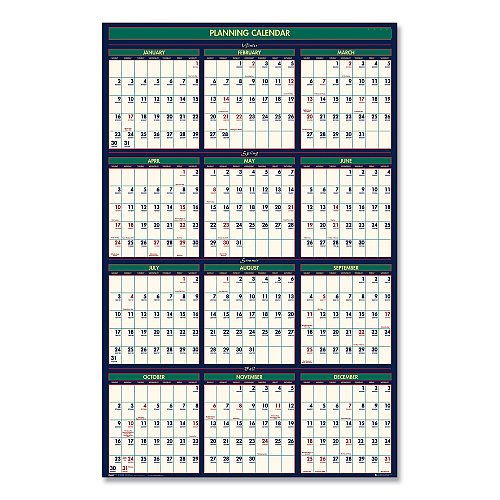 House of Doolittle Four Season Erasable Business/Academic Recycled Wall Calendar, 24 x 37, 12-Month(July-June): 2025-26, 12-Month(Jan-Dec): 2026 (391)