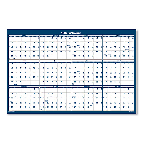 House of Doolittle Recycled Poster Style Reversible/Erasable Yearly Wall Calendar, 24 x 37, White/Blue/Gray Sheets, 12-Month (Jan to Dec): 2026 (396)