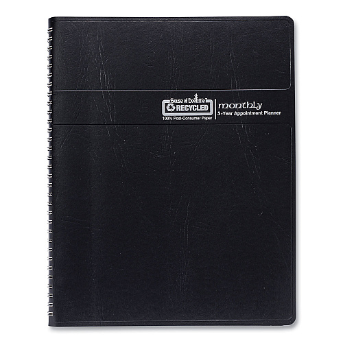 House of Doolittle Recycled Monthly 5-Year/62-Month Planner, 11 x 8.5, Black Cover, 62-Month: Dec 2025 to Jan 2031 (262502)