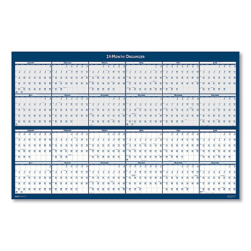 House of Doolittle Reversible/Erasable Two-Year Wall Calendar, 24 x 37, Light Blue/Blue/White Sheets, 24-Month: Jan 2026 to Dec 2027 (3964)