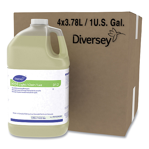 Diversey Suma Light D1.2 Hand Dishwashing Detergent, Citrus, 1 gal Container, 4/Carton (957229280)