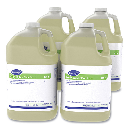 Diversey Suma Light D1.2 Hand Dishwashing Detergent, Citrus, 1 gal Container, 4/Carton (957229280)