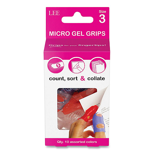 LEE Tippi Micro-Gel Fingertip Grips, Size 3, X-Small, Assorted, 10/Pack (61030)