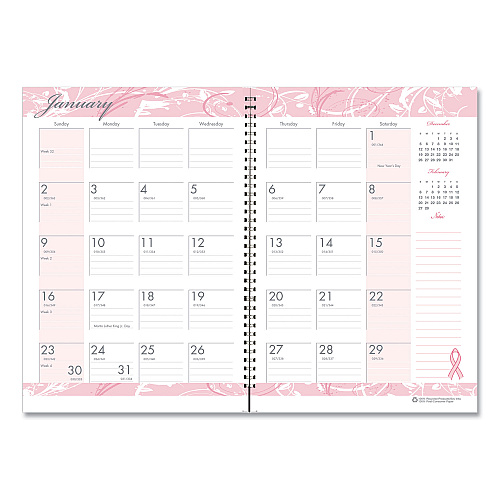 House of Doolittle Breast Cancer Awareness Recycled Ruled Monthly Planner/Journal, 10 x 7, Pink Cover, 12-Month (Jan to Dec): 2026 (5226)