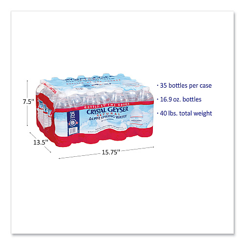 Crystal Geyser Alpine Spring Water, 16.9 oz Bottle, 35/Carton, 54 Cartons/Pallet (35001)