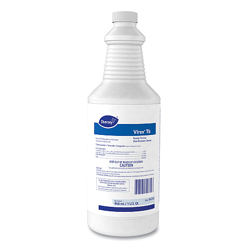 Diversey Virex TB Disinfectant Cleaner, Lemon Scent, Liquid, 32 oz Bottle, 12/Carton (04743)