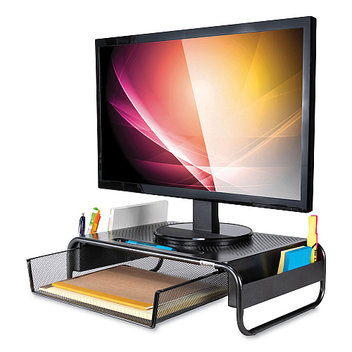 Allsop Metal Art Organizer 5 Monitor, 18" x 11.8" x 5.1", Black, Supports 30 lbs (32166)