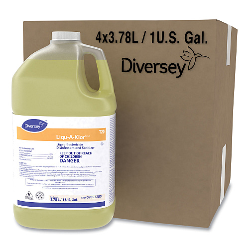Diversey Liqu-A-Klor Disinfectant/Sanitizer, 1 gal Bottle, 4/Carton (02853280)
