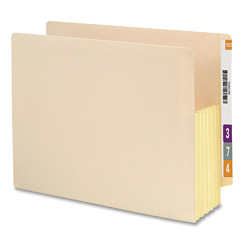 Smead Manila End Tab File Pockets with Tear Resistant Gussets, 5.25" Expansion, Letter Size, Manila, 10/Box (75174)
