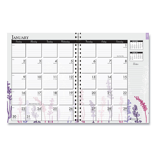 House of Doolittle Recycled Wild Flower Weekly/Monthly Planner, Wild Flowers Artwork, 9 x 7, Gray/White/Purple Cover, 12-Month (Jan-Dec): 2026 (295674)