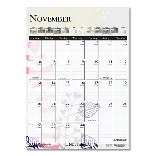 House of Doolittle Recycled Wild Flower Wall Calendar, Wild Flowers Artwork, 12 x 16.5, White/Multicolor Sheets, 12-Month (Jan to Dec): 2026 (3462)