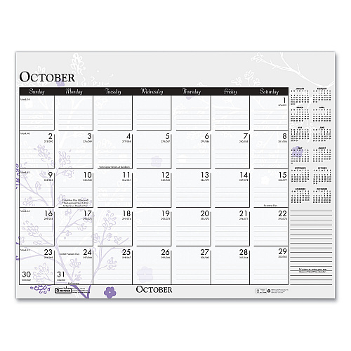 House of Doolittle Recycled Desk Pad Calendar, Wild Flowers Artwork, 18.5 x 13, White Sheets, Black Binding/Corners,12-Month (Jan-Dec): 2026 (1976)