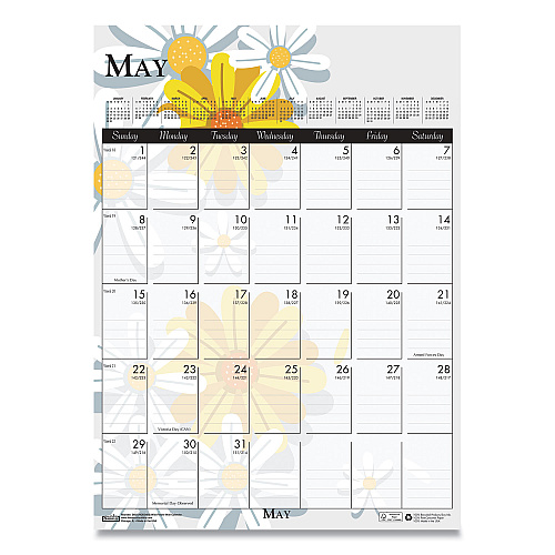 House of Doolittle Recycled Wild Flower Wall Calendar, Wild Flowers Artwork, 12 x 16.5, White/Multicolor Sheets, 12-Month (Jan to Dec): 2026 (3462)