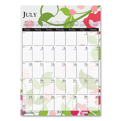 House of Doolittle Recycled Wild Flower Wall Calendar, Wild Flowers Artwork, 12 x 16.5, White/Multicolor Sheets, 12-Month (Jan to Dec): 2026 (3462)