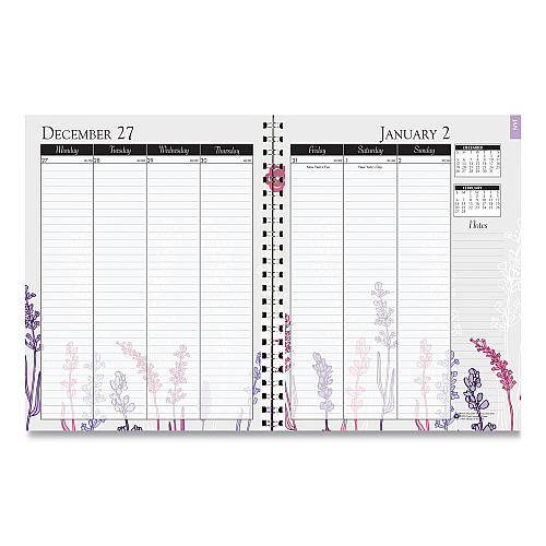 House of Doolittle Recycled Wild Flower Weekly/Monthly Planner, Wild Flowers Artwork, 9 x 7, Gray/White/Purple Cover, 12-Month (Jan-Dec): 2026 (295674)
