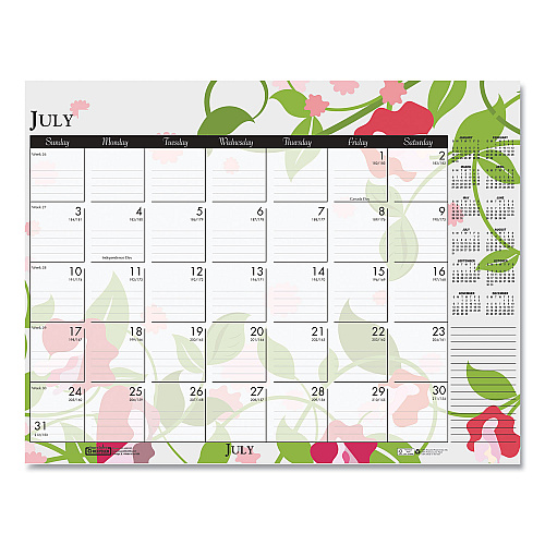 House of Doolittle Recycled Desk Pad Calendar, Wild Flowers Artwork, 18.5 x 13, White Sheets, Black Binding/Corners,12-Month (Jan-Dec): 2026 (1976)