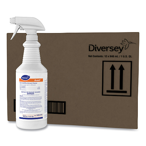 Diversey Avert Sporicidal Disinfectant Cleaner, 32 oz Spray Bottle, 12/Carton (100842725)