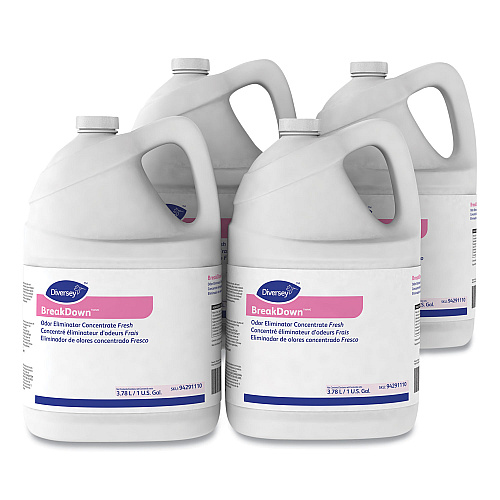 Diversey Breakdown Odor Eliminator, Cherry Almond Scent, Liquid, 1 gal Bottle, 4/Carton (94355110)