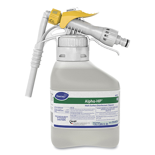 Diversey Alpha-HP Multi-Surface Disinfectant Cleaner, Citrus Scent, 1.5 L RTD Spray Bottle, 2/Carton (5549254)