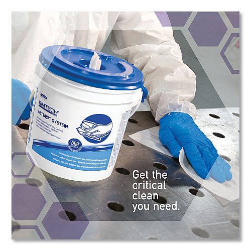 WypAll WetTask Customizable Wet Wiping System Bucket, White/Blue, 4/Carton (51677)