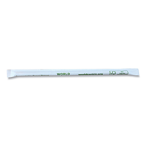World Centric Sustainable Kraft Paper Straws, Wrapped, 8", Natural, 6,000/Carton (STPA8WK)