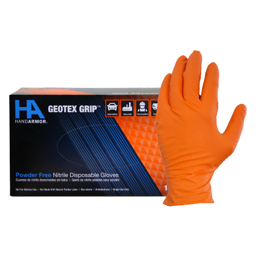 Hand Armor Nitrile Textured Gloves, Powder Free, 9 Mil, Orange, Medium - Box Of 100 (GDNT107ORM)