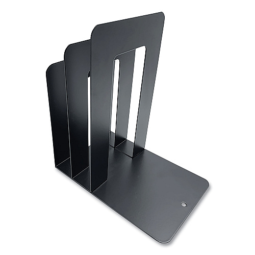 Huron Steel Bookend with Sorter, Contemporary Style, Nonskid Base, 5 x 7 x 8, Black (HASZ0094)
