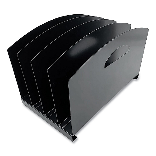 Huron Steel Vertical File Organizer, Flat, 4 Sections, Letter Size Files, 7.25 x 12 x 7.25, Black (HASZ0169)