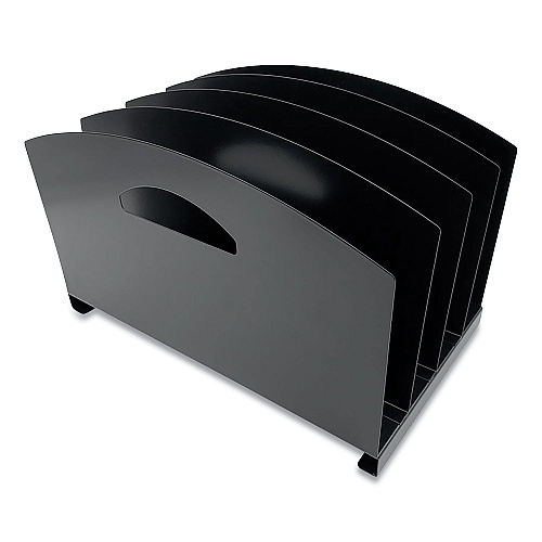 Huron Steel Vertical File Organizer, Flat, 4 Sections, Letter Size Files, 7.25 x 12 x 7.25, Black (HASZ0169)