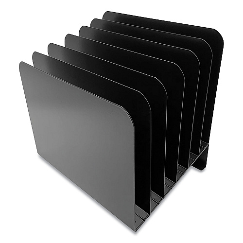 Huron Steel Vertical File Organizer, Inclined, 6 Sections, Letter Size Files, 8 x 11 x 10.25, Black (HASZ0174)