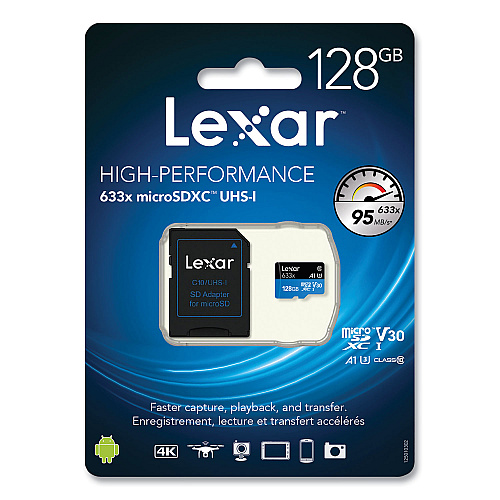 Lexar microSDXC Memory Card, UHS-I U1 Class 10, 128 GB (MI128BBNL633)
